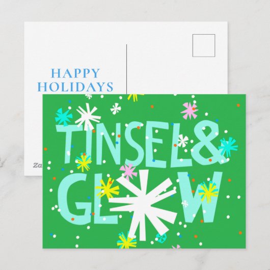 Tinsel en gloed feestdagenkaart (Voorkant / Achterkant)