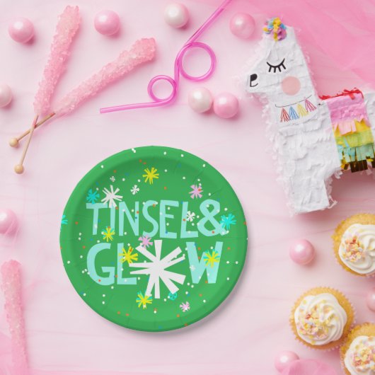 Tinsel en gloed papieren bordje (Feest)