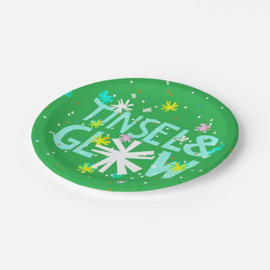 Tinsel en gloed papieren bordje (Gekanteld)