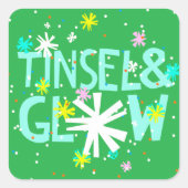 Tinsel en gloed vierkante sticker (Voorkant)