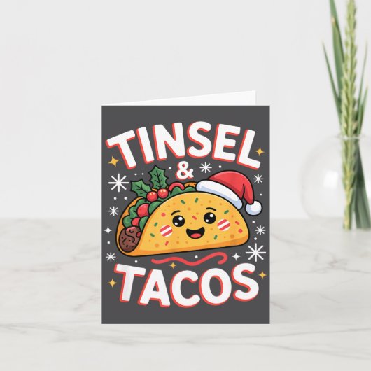 Tinsel en Tacos Schattig Kerst Mexicaans Eten Leuk Kaart (Voorkant)