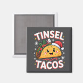 Tinsel En Tacos Schattig Kerst Mexicaans Eten Leuk Magneet (Voorkant / Achterkant)