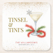 Tinsel en Tinis kerstfeest Kartonnen Onderzetters (Voorkant)