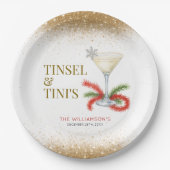 Tinsel en Tinis kerstfeest Papieren Bordje (Voorkant)