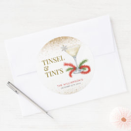 Tinsel en Tinis kerstfeest Ronde Sticker