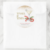 Tinsel en Tinis kerstfeest Ronde Sticker (Tas)
