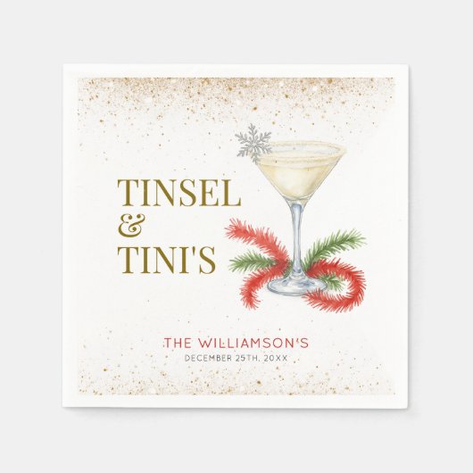 Tinsel en Tinis kerstfeest Servet (Voorkant)
