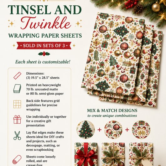 Tinsel en Twinkle Inpakpapier Vel