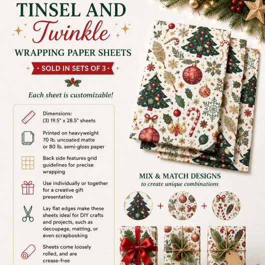 Tinsel en Twinkle Inpakpapier Vel