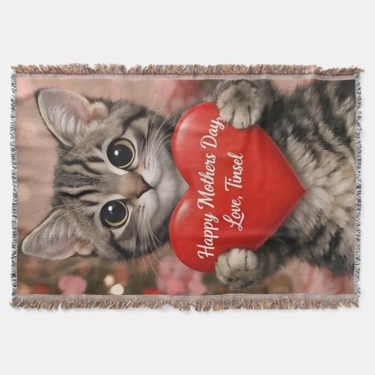Tinsel "Fijne Moederdag Hart Kitten T-Shirt Deken (Voorkant)