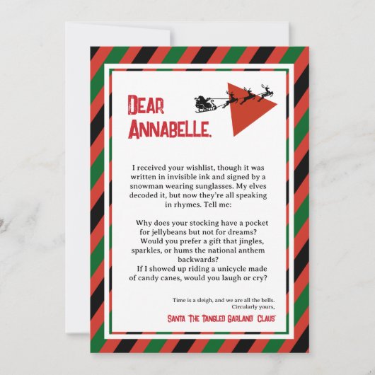 Tinsel Paradox DADA Brief van de Kerstman Kaart (Voorkant)