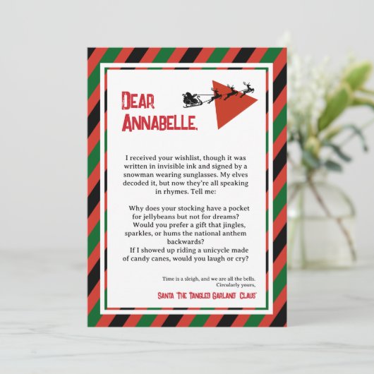 Tinsel Paradox DADA Brief van de Kerstman Kaart (Staand voorkant)