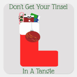 Tinsel Tangle Square Envelope Seals Vierkante Sticker
