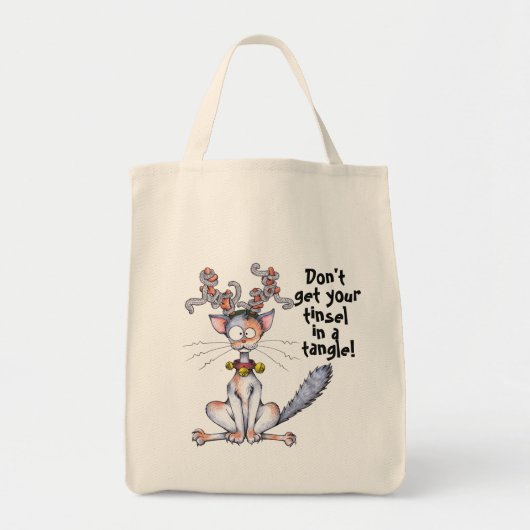 Tinsel Tangled Cat Tote Bag (Voorkant)