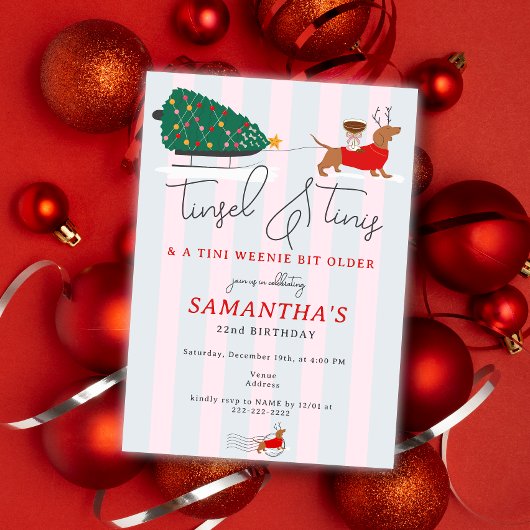 Tinsel & Tinis Tini Weenie Bit Kerstmis Verjaardag Kaart