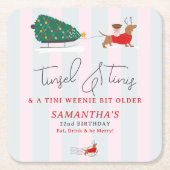 Tinsel & Tinis Tini Weenie Bit Older Xmas Doxie Kartonnen Onderzetters (Voorkant)