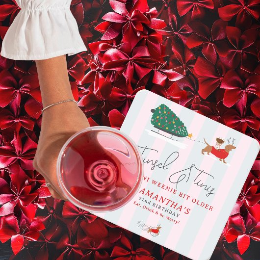 Tinsel & Tinis Tini Weenie Bit Older Xmas Doxie Kartonnen Onderzetters