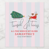 Tinsel & Tinis Tini Weenie Bit Older Xmas Doxie Wijn Etiket (Enkel label)