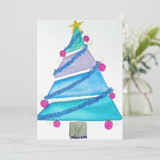 Tinsel Tree Feestdagenkaart (Staand voorkant)