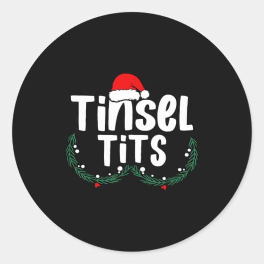 Tinsel Women's Funny Christmas Apparel Ronde Sticker (Voorkant)