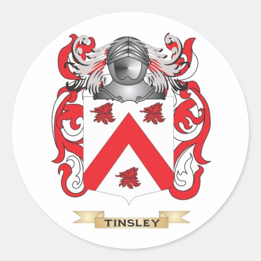 Tinsley Family Crest (wapen) Ronde Sticker (Voorkant)