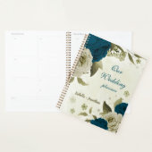 tint blauwe beige bloemige bruiloft planner (Display)