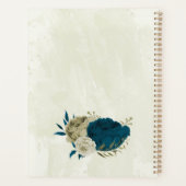 tint blauwe beige bloemige bruiloft planner (Achterkant)