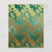 Tint Retro Teal - Turquoise en Gouden Bloem Bruilo Flyer (Achterkant)