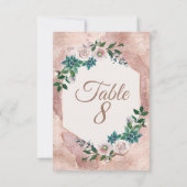 Tint Roze Roze Goud Vetplanten Tafel Nummers Kaart (Achterkant)