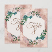 Tint Roze Roze Goud Vetplanten Tafel Nummers Kaart (Voorkant / Achterkant)