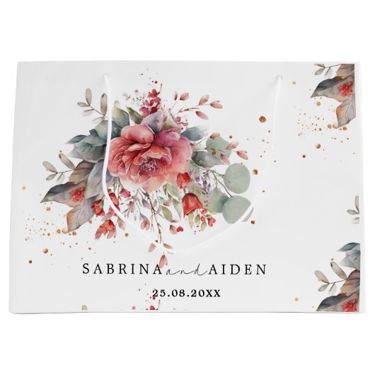 Tint Roze Roze Stof Blauw Trouwjurk Groot Cadeauzakje (Voorkant)