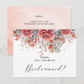 Tint van blush roze perzik | Dusty Blue Bruidsmeis Briefkaart (Voorkant / Achterkant)