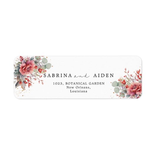 Tint van blush roze perzik | Dusty Blue Wedding Etiket (Voorkant)