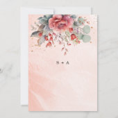 Tint van blush roze perzik | Dusty Blue Wedding Kaart (Achterkant)