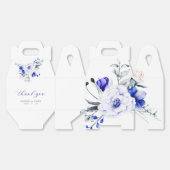 Tint van Royal Blue Ivory Floral Wedding Bedankdoosjes (Ongevouwen)