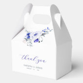 Tint van Royal Blue Ivory Floral Wedding Bedankdoosjes (Achterkant)