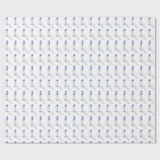 Tint van Royal Blue Ivory Floral Wedding Cadeaupapier (Vlak)