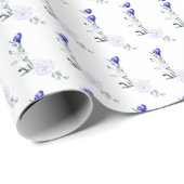 Tint van Royal Blue Ivory Floral Wedding Cadeaupapier (Rol Hoek)