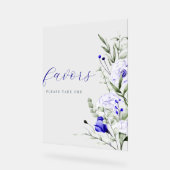 Tint van Royal Blue Ivory Floral Wedding Favoriet Acryl Bord (Hoek)