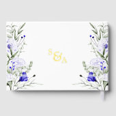 Tint van Royal Blue Ivory Floral Wedding Gastenboek (Achterkant)