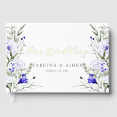 Tint van Royal Blue Ivory Floral Wedding Gastenboek (Voorkant)
