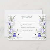 Tint van Royal Blue Ivory Floral Wedding RSVP Kaartje (Voorkant)