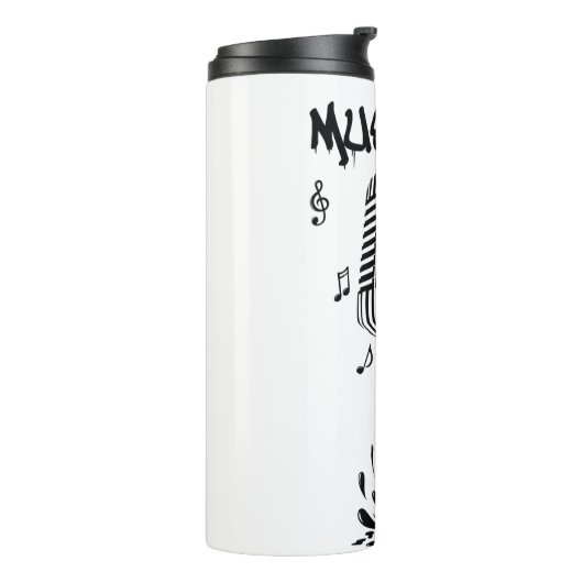 Tinta derramada forma Microfono en Negro Thermosbeker (Gedraaid links)