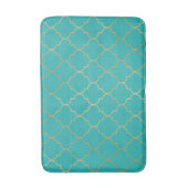 Tintaal & Goud Quatrefoil Patroon Badmat (Voorkant Verticaal)