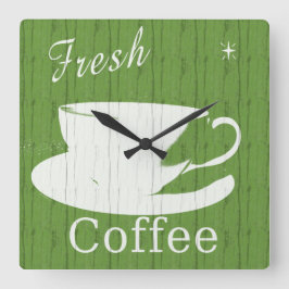 Tintable Rustic Coffee Clock Vierkante Klok