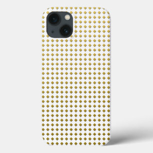 Tinte Diamantvormen Goudgeel Wit Patroon iPhone 13 Hoesje