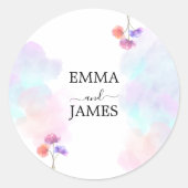 Tinte en blauwe waterverf huwelijksstickers ronde sticker (Voorkant)
