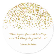 Tinte Gouden Stippen Confetti Moderne Trouwsticker