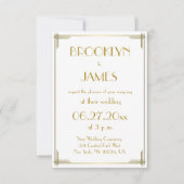 Tinte Great Gatsby gouden Art Deco trouwuitnodigin Kaart (Voorkant)