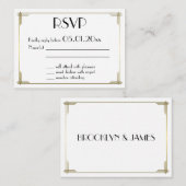 Tinte Great Gatsby Witte Art Deco Trouw RSVP Informatiekaartje (Voorkant / Achterkant)